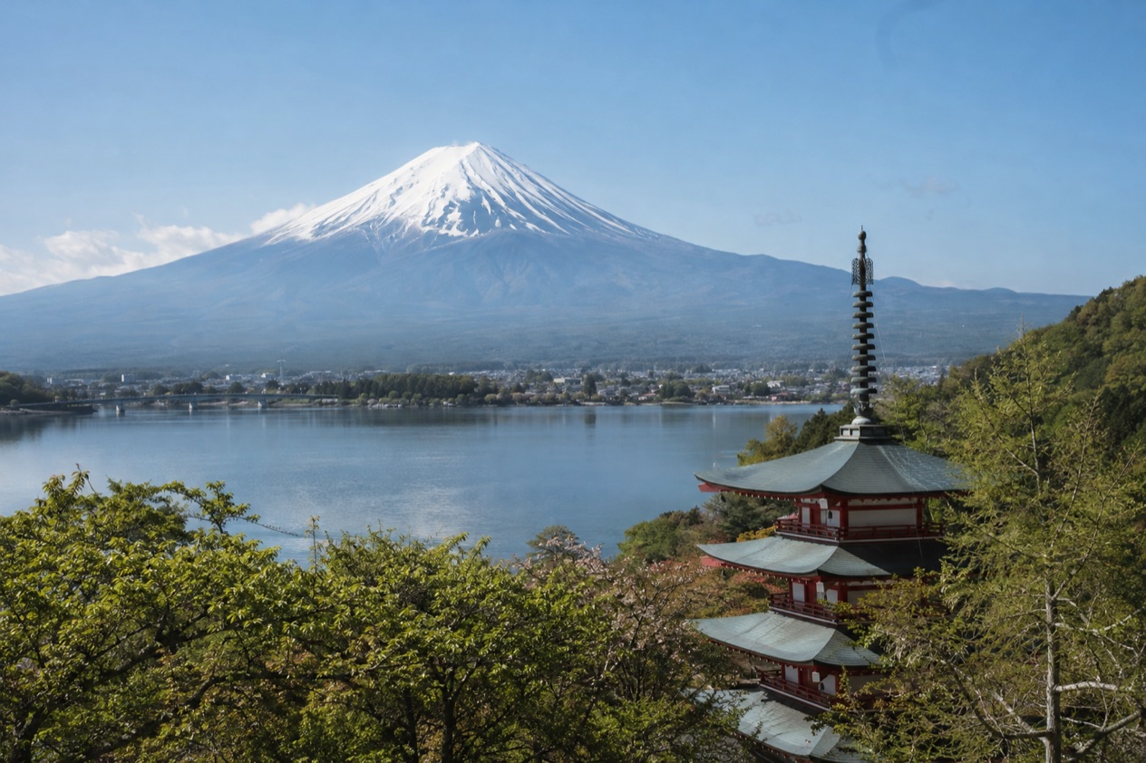 Mount Fuji and the Japanese countryside