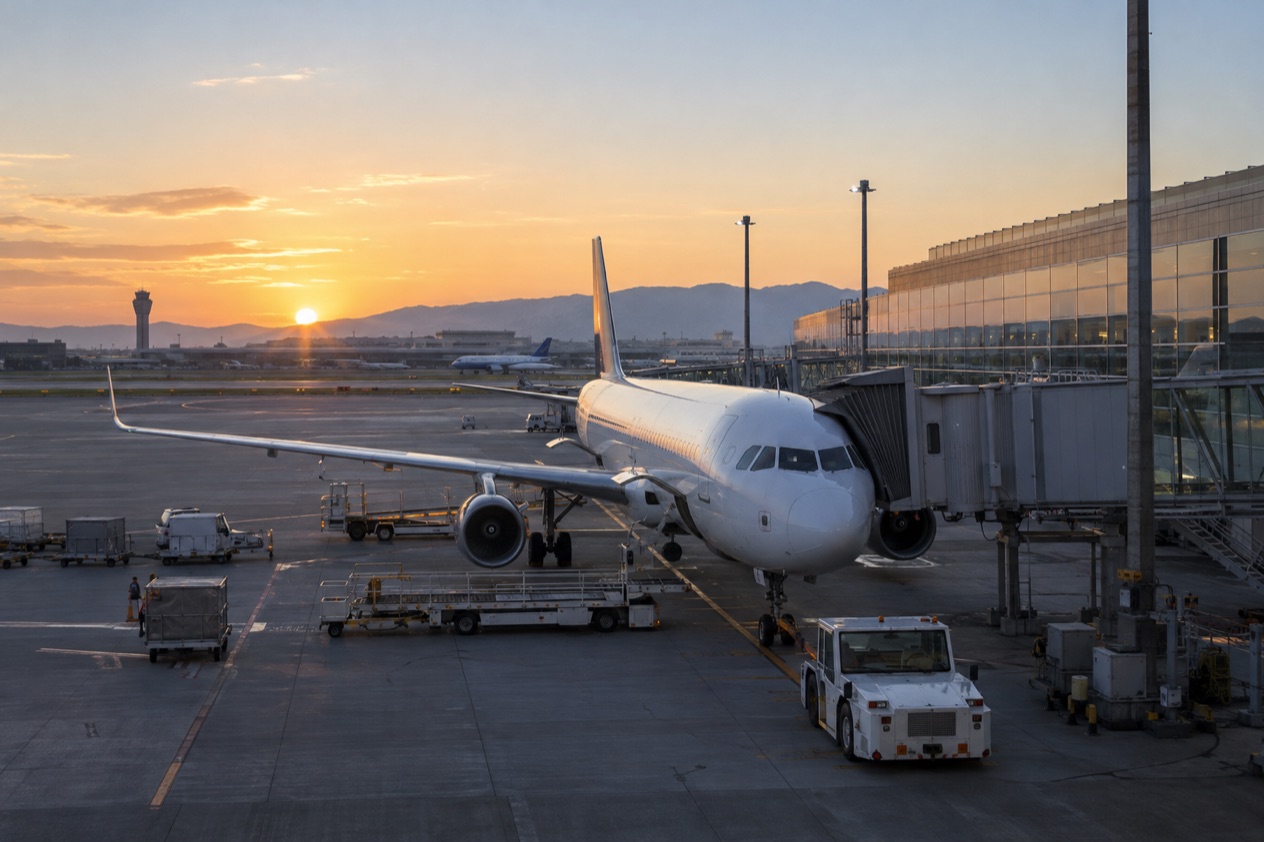 A jet at a Japanese airport