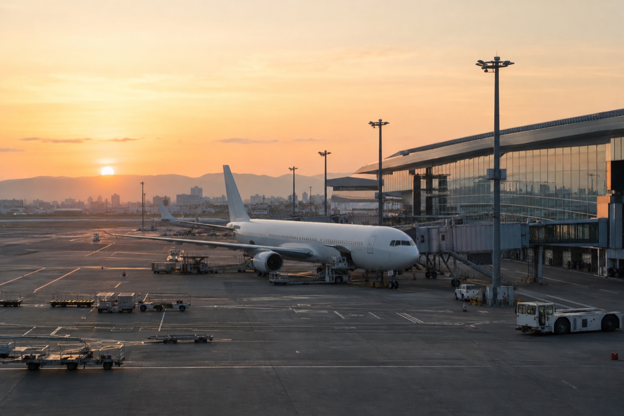 A jet at a Japanese airport