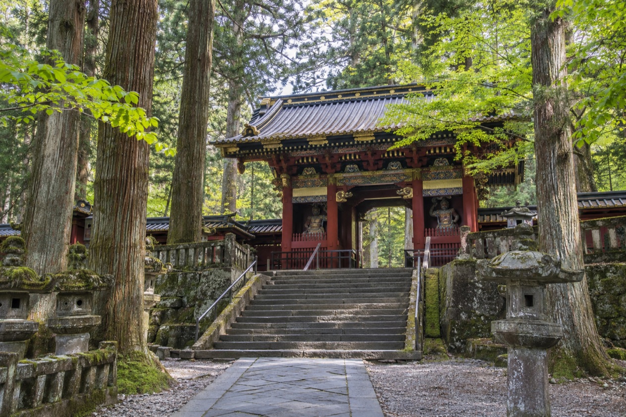 A shrine gate in Nikko in spring
