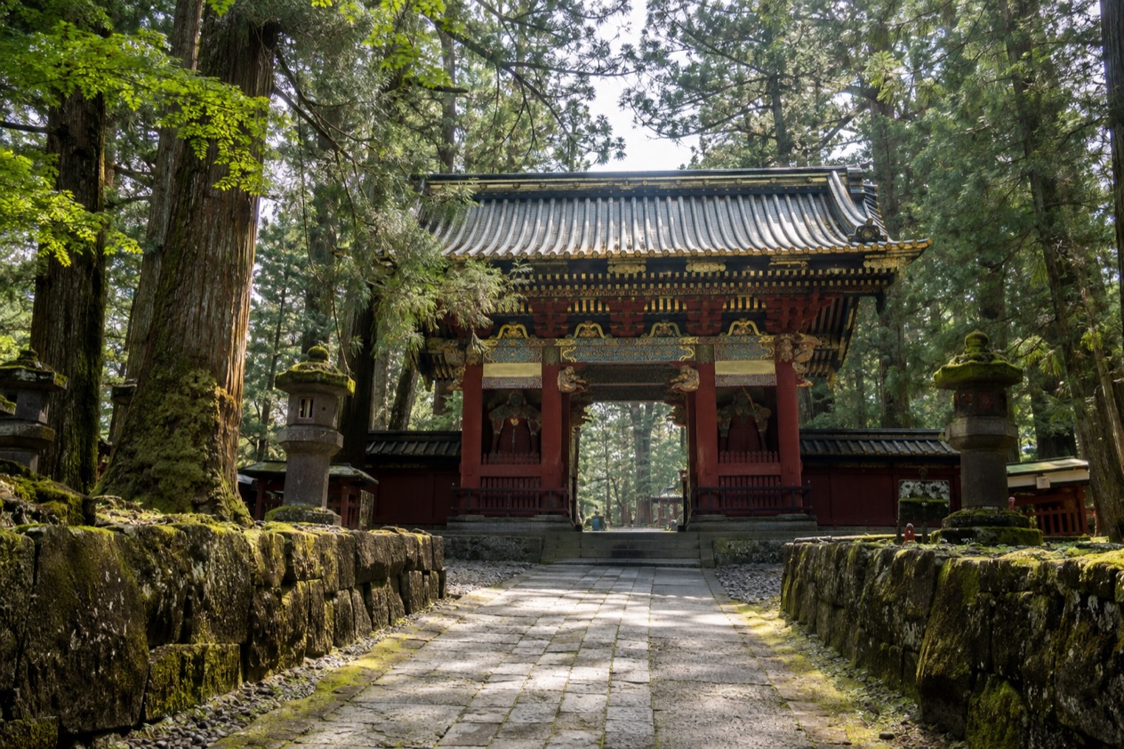 A shrine gate in Nikko in summer