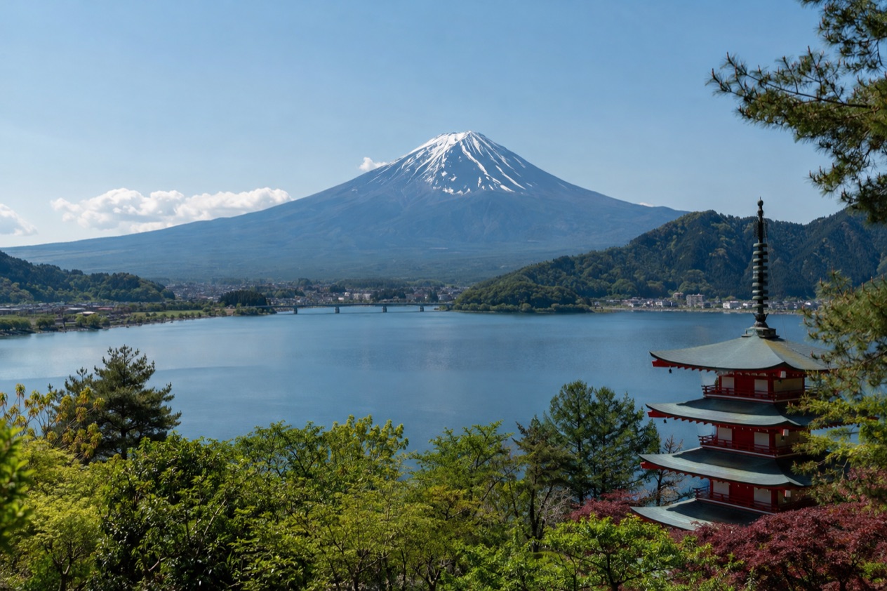 Mount Fuji and the Japanese countryside