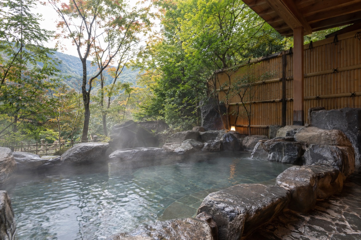 An outdoor onsen bath