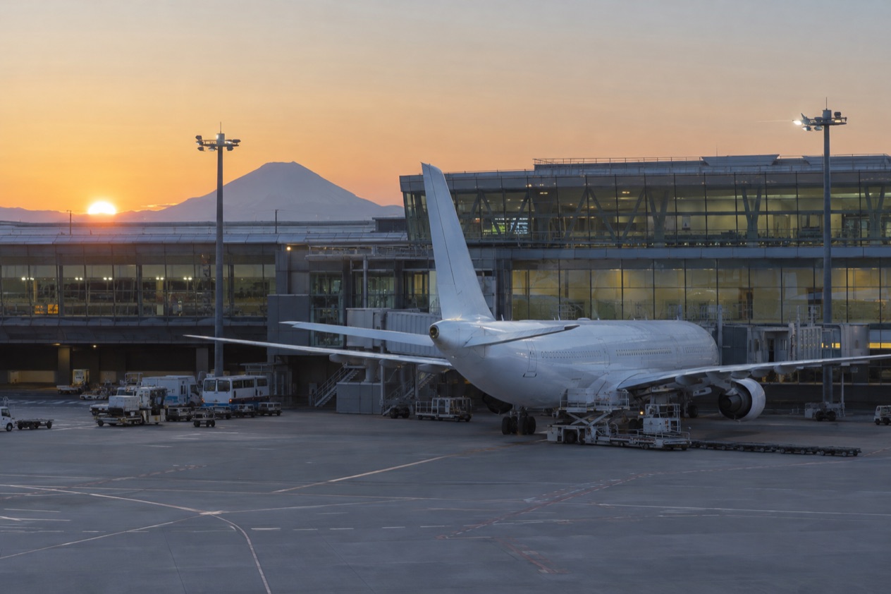 A jet at a Japanese airport