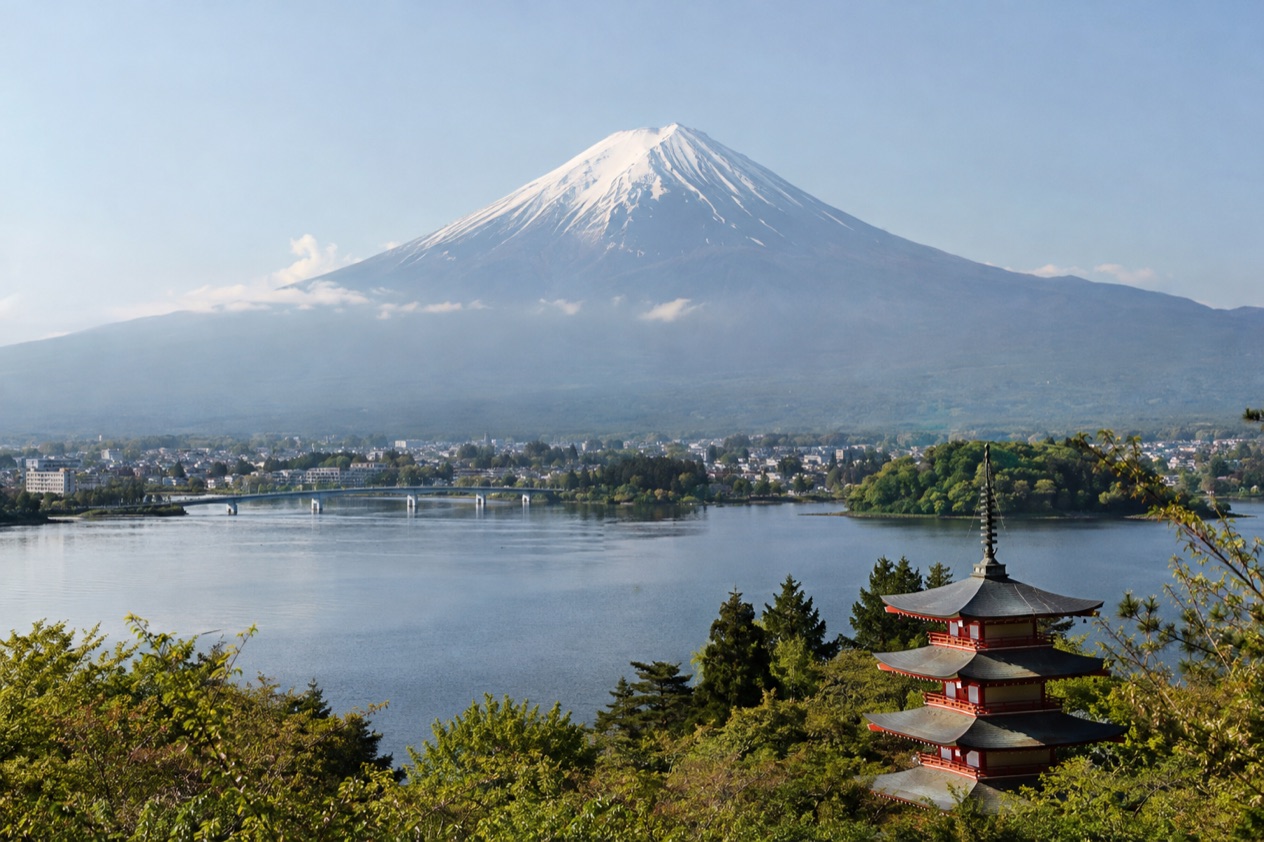 Mount Fuji and the Japanese countryside