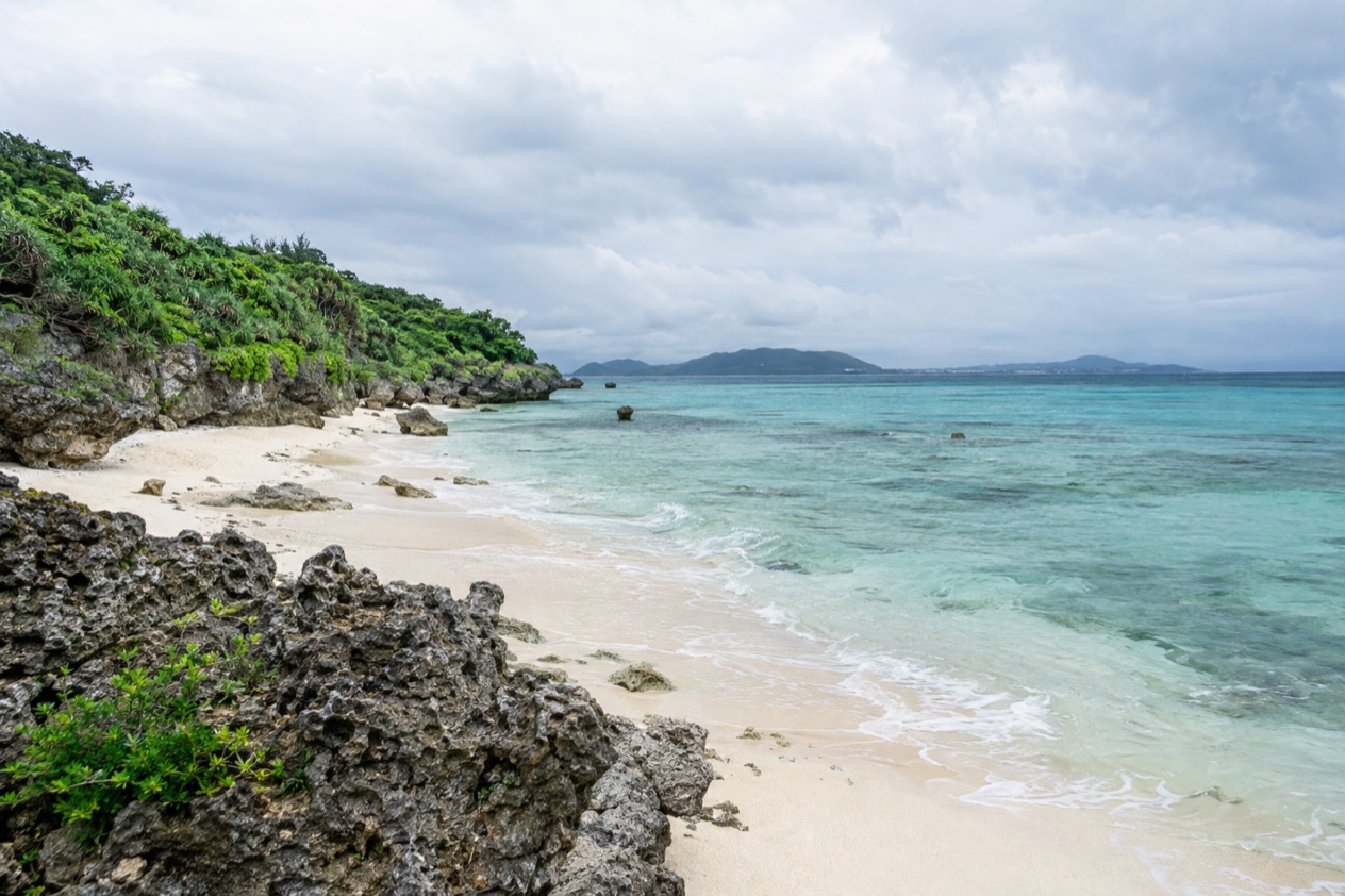 A beach on Okinawa in the rainy season