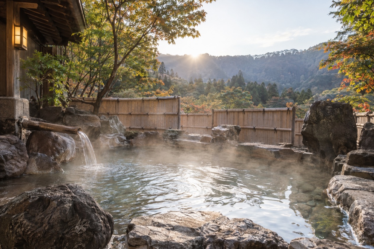 An outdoor onsen bath