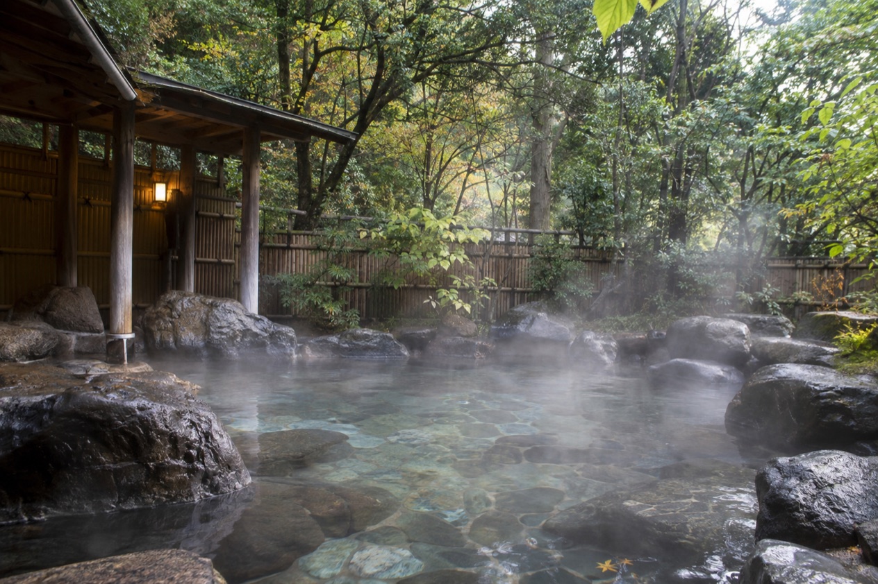 An outdoor onsen bath