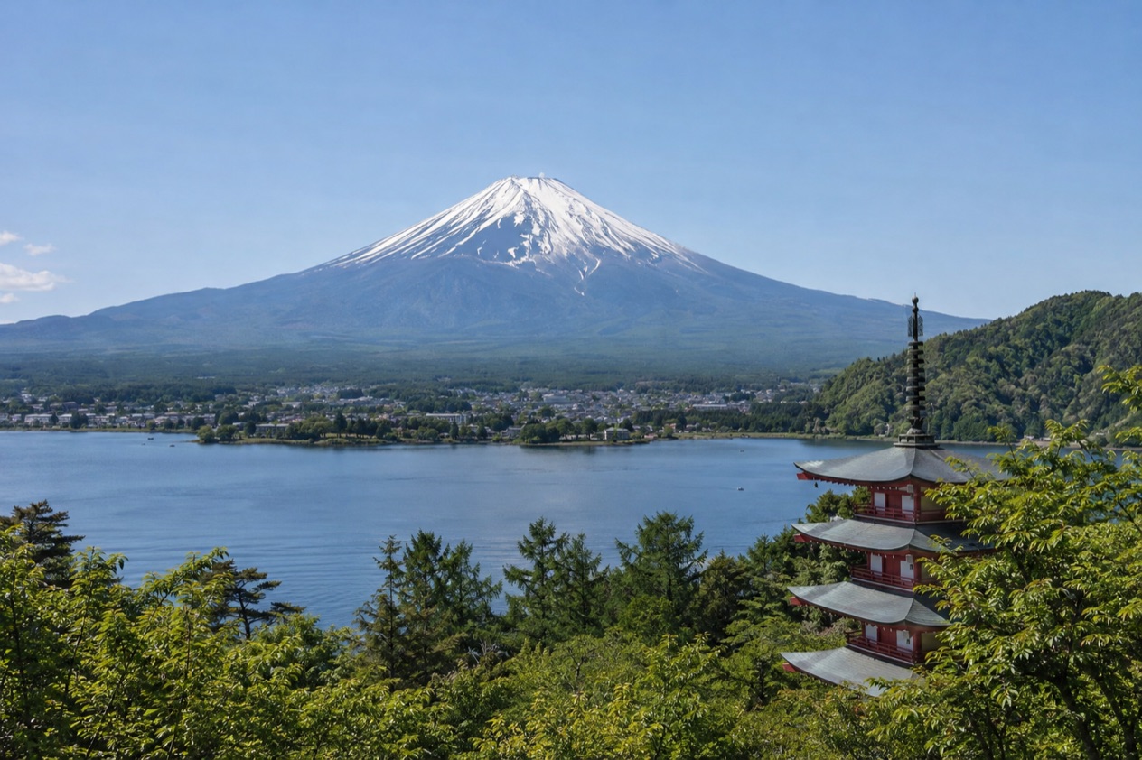 Mount Fuji and the Japanese countryside