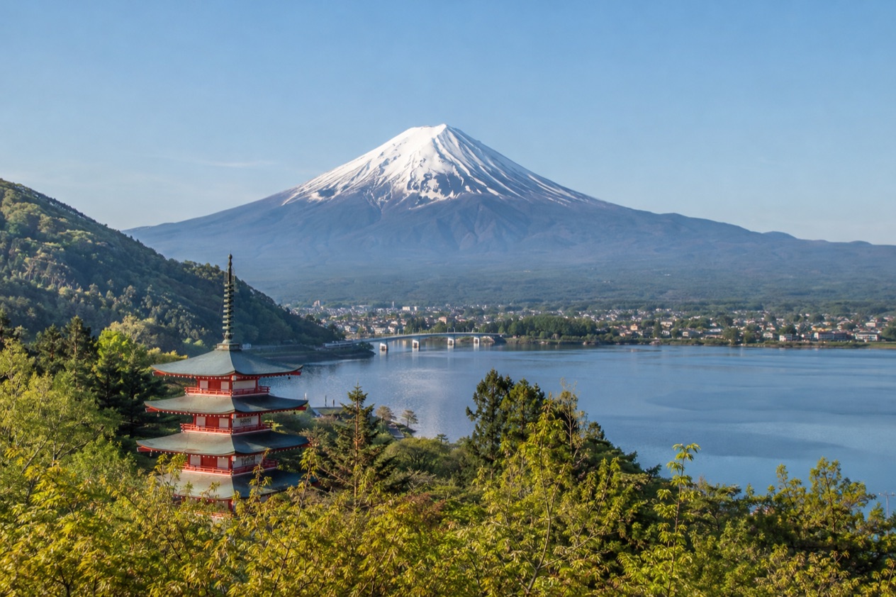 Mount Fuji and the Japanese countryside
