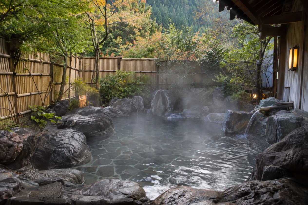 An outdoor onsen bath