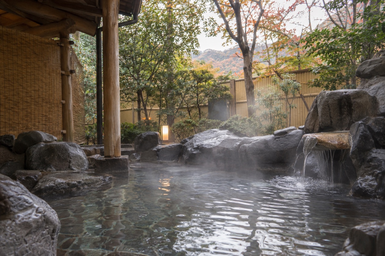 An outdoor onsen bath
