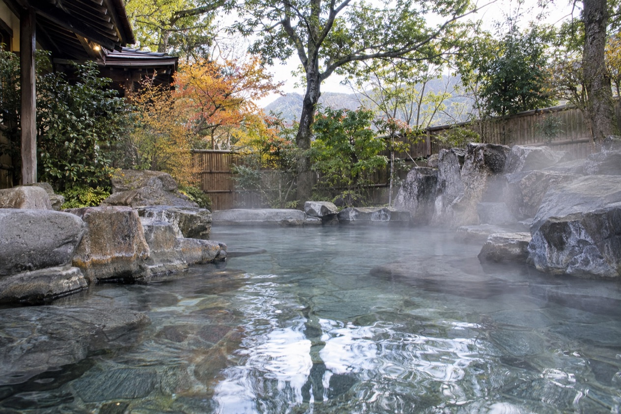 An outdoor onsen bath