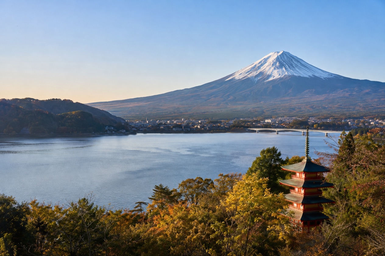 Mount Fuji and the Japanese countryside