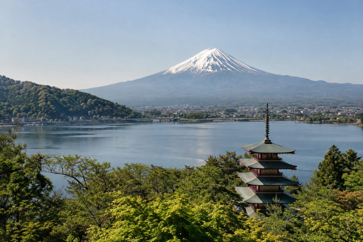 Mount Fuji and the Japanese countryside