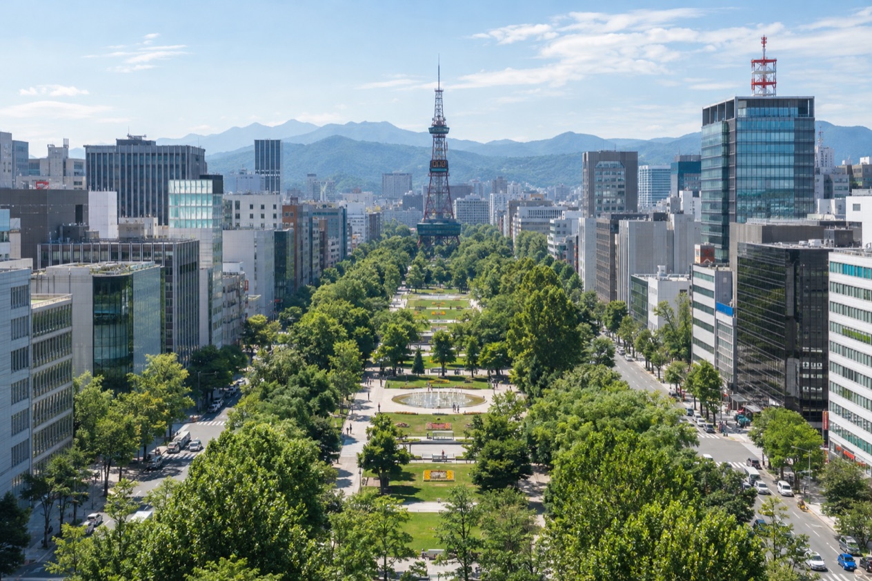 Odori Park in Sapporo in summer