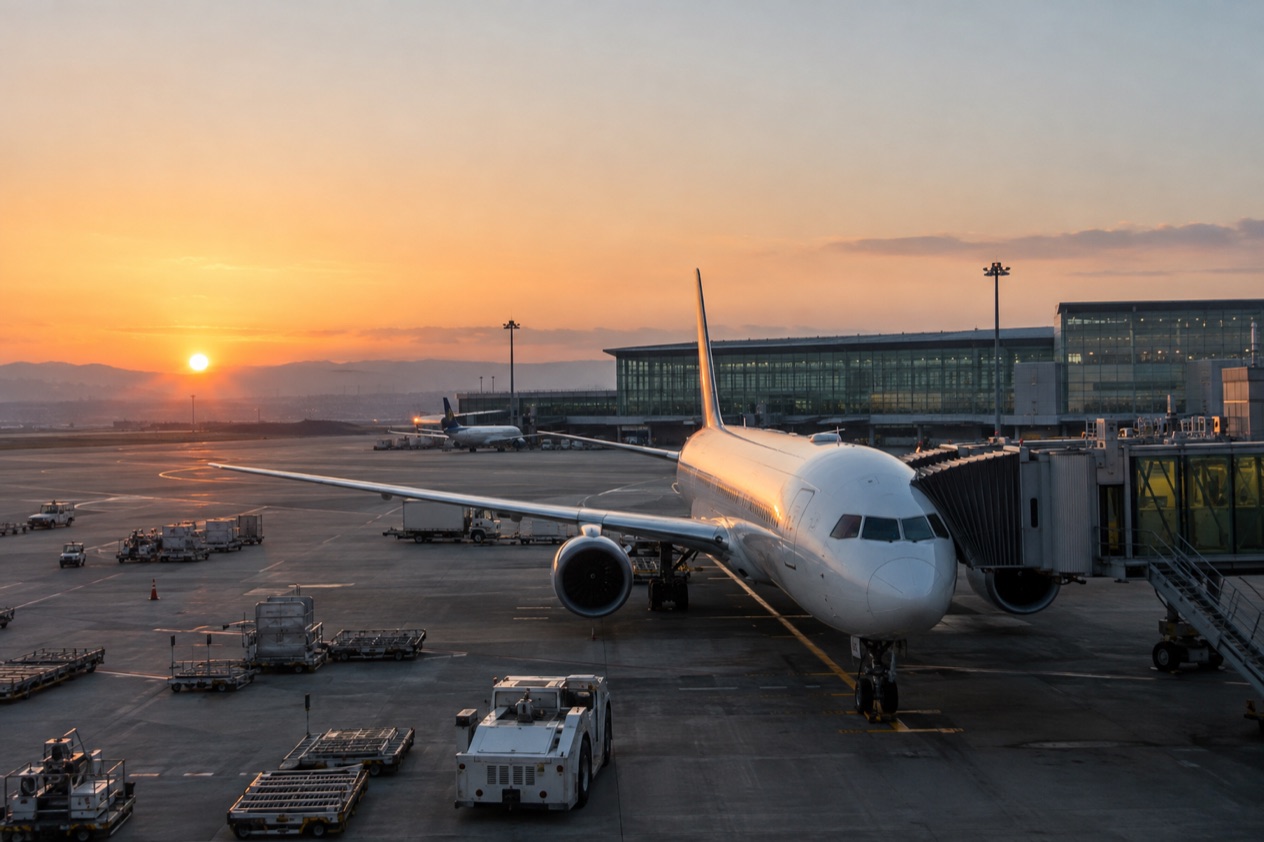 A jet at a Japanese airport