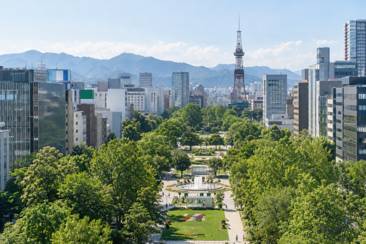 Odori Park in Sapporo in summer