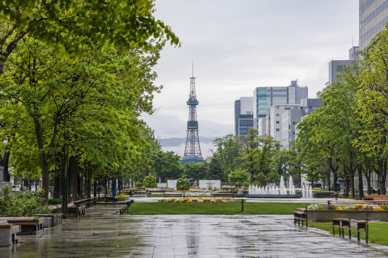 Odori Park in Sapporo in the rainy season