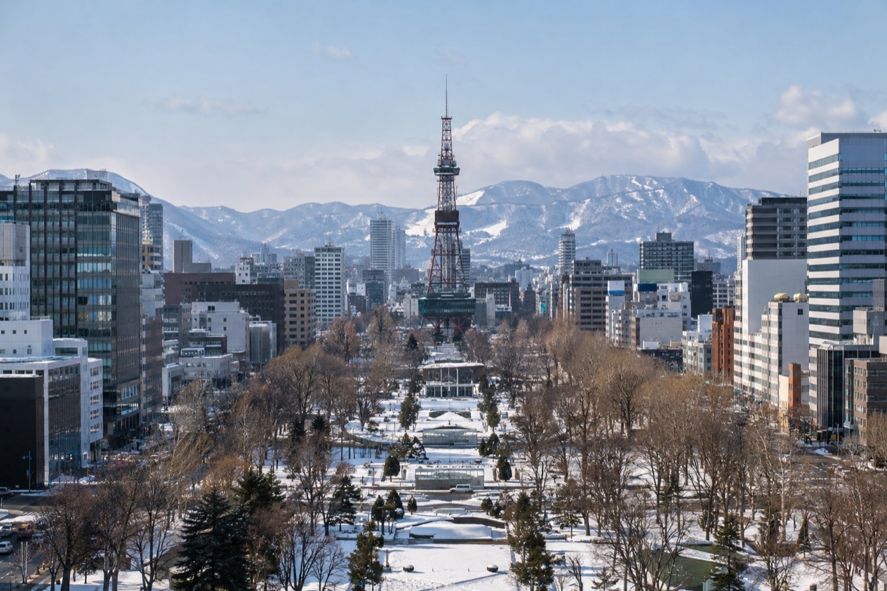 Odori Park in Sapporo in late winter
