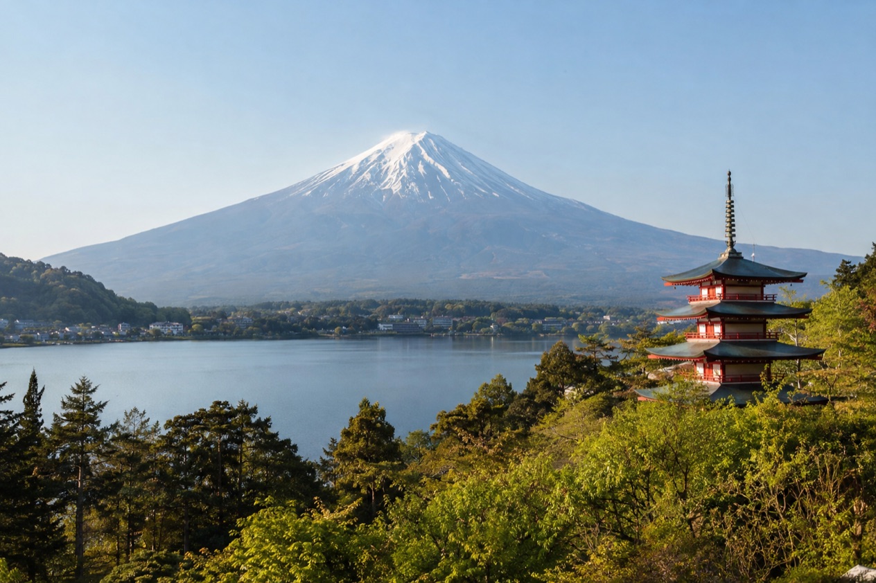 Mount Fuji and the Japanese countryside