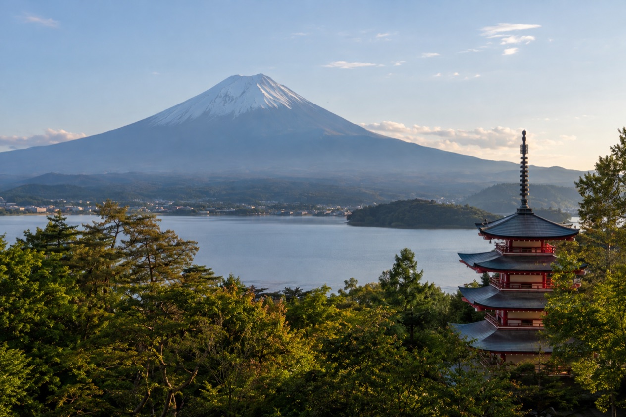 Mount Fuji and the Japanese countryside