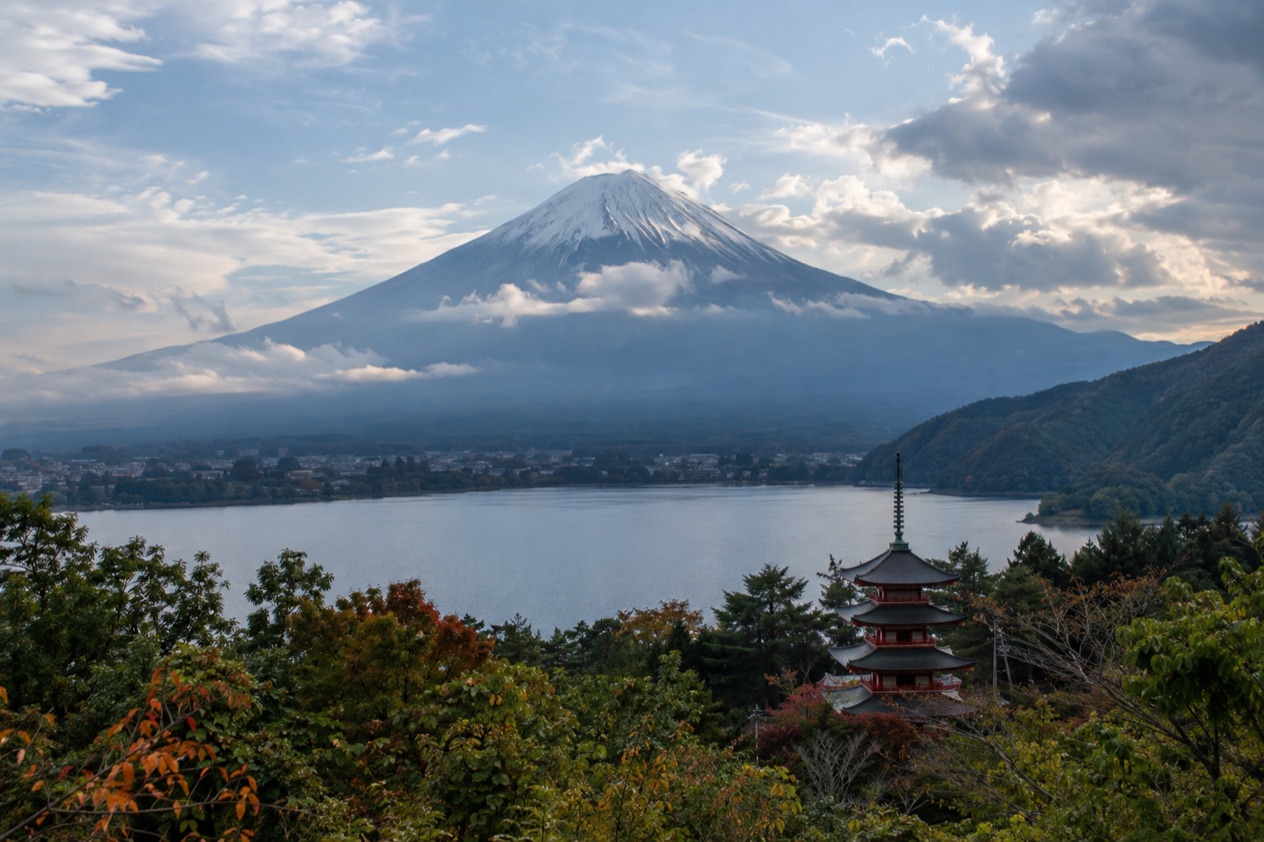 Mount Fuji and the Japanese countryside in early autumn
