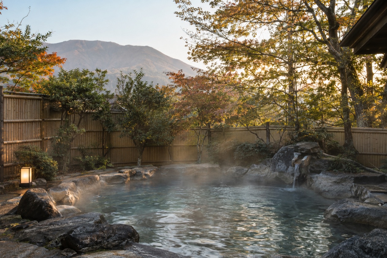 An outdoor onsen bath