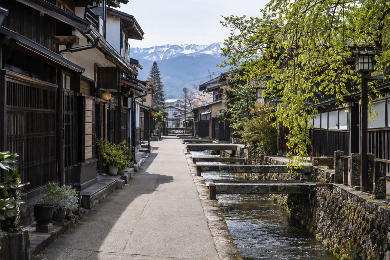 The old town of Takayama in spring