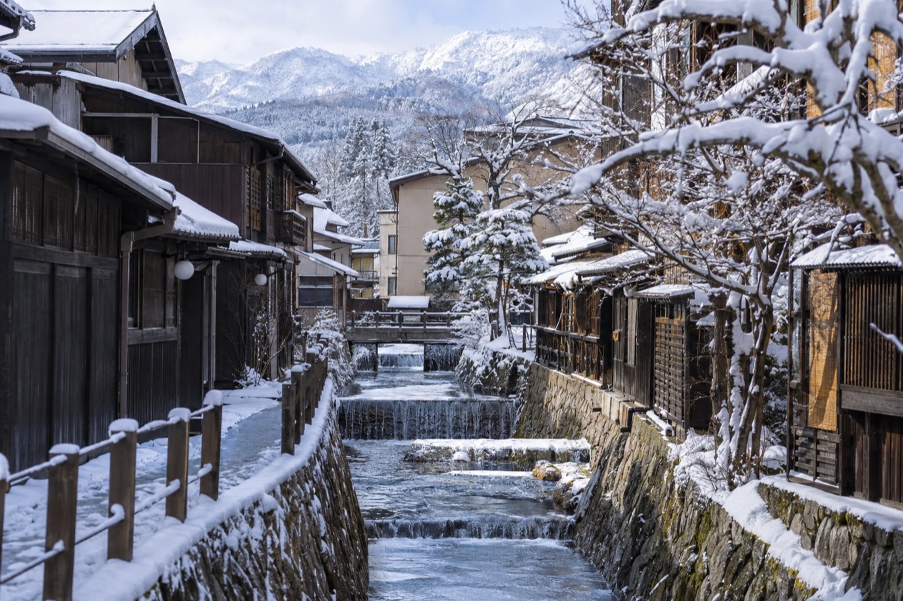The old town of Takayama in winter