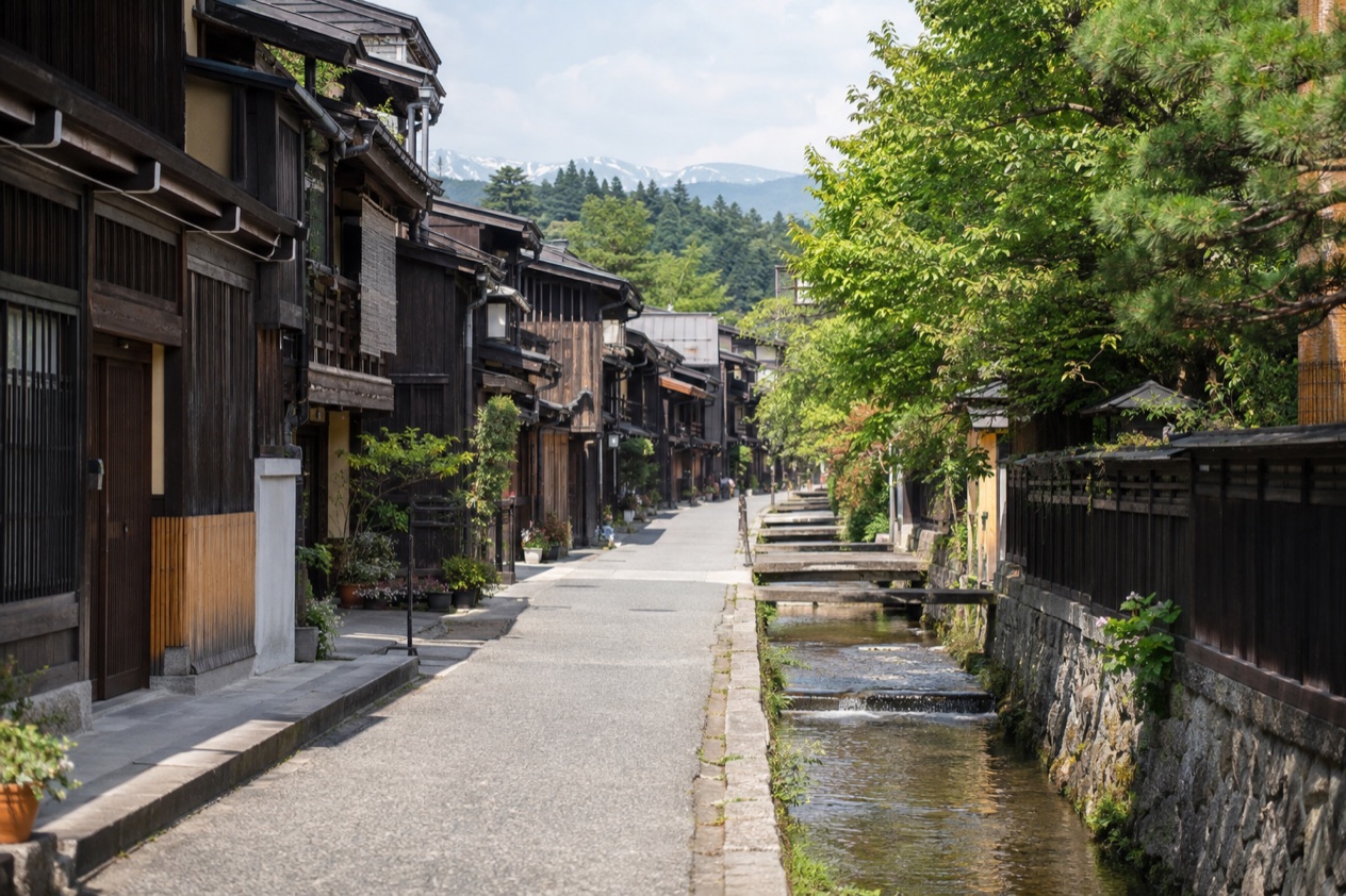 The old town of Takayama in summer