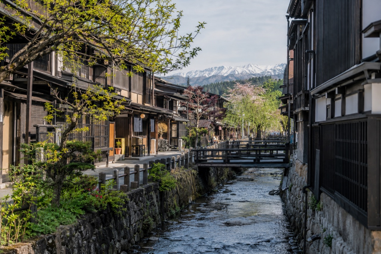 The old town of Takayama in spring