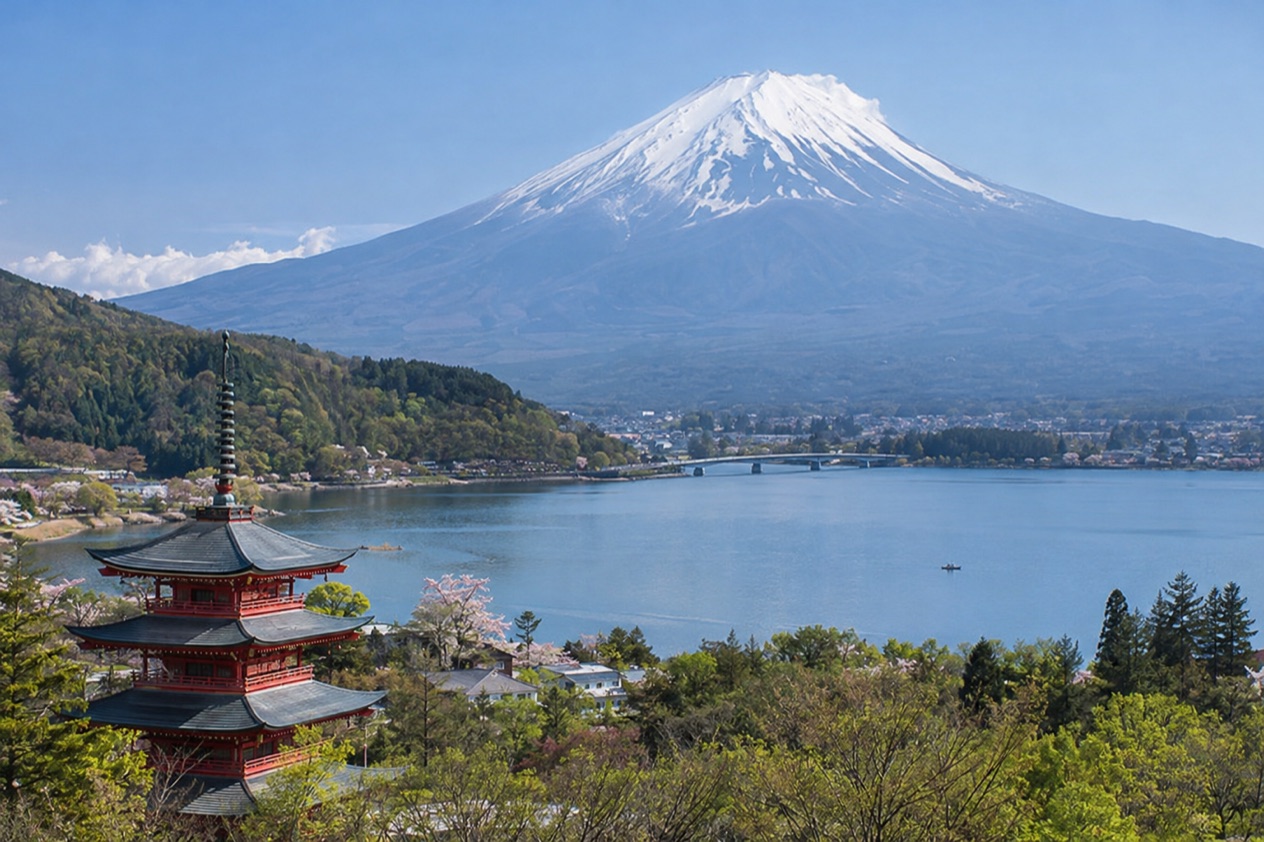 Mount Fuji and the Japanese countryside
