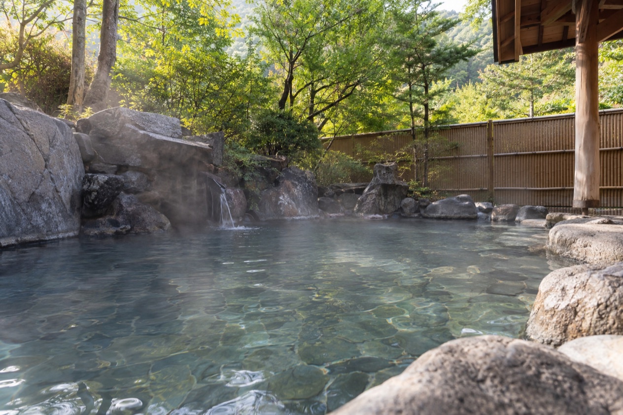 An outdoor onsen bath