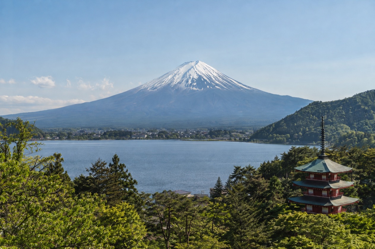 Mount Fuji and the Japanese countryside