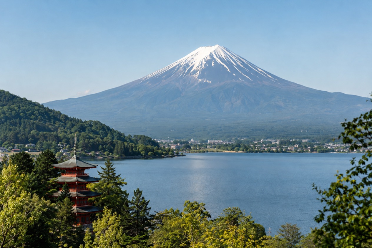 Mount Fuji and the Japanese countryside