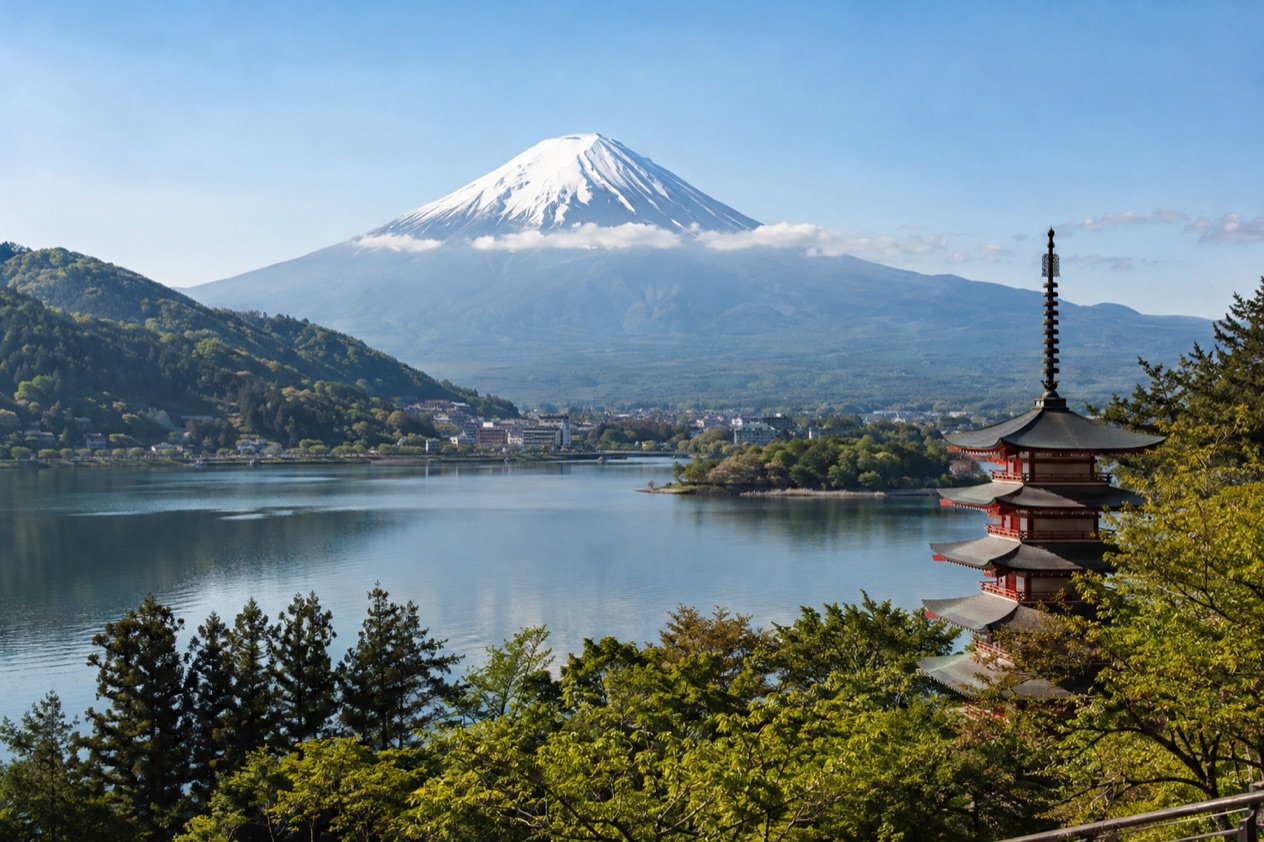 Mount Fuji and the Japanese countryside