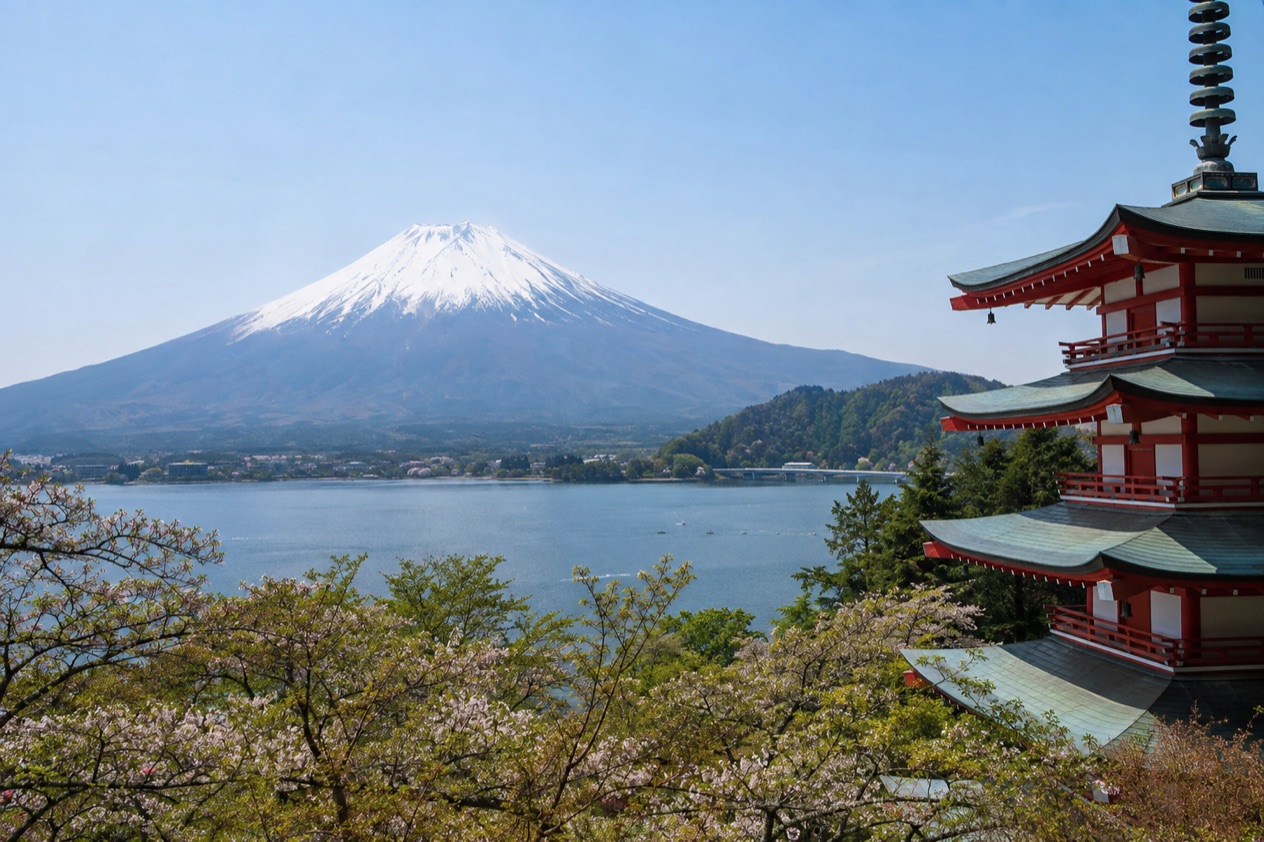 Mount Fuji and the Japanese countryside