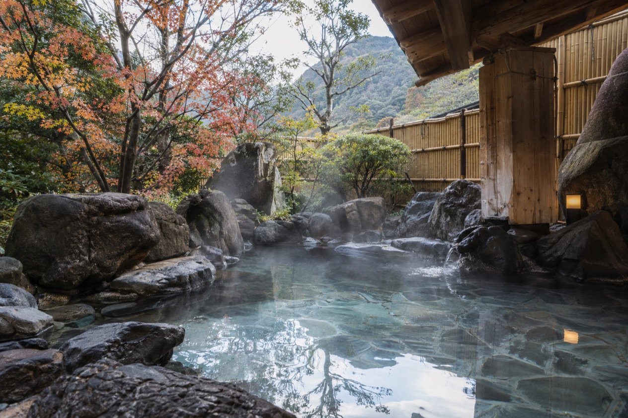 An outdoor onsen bath
