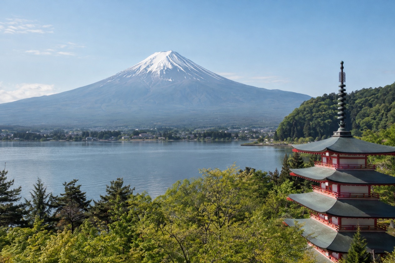 Mount Fuji and the Japanese countryside