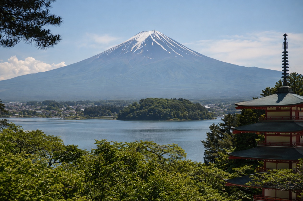 Mount Fuji and the Japanese countryside