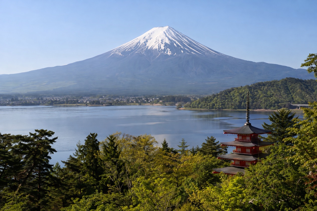Mount Fuji and the Japanese countryside