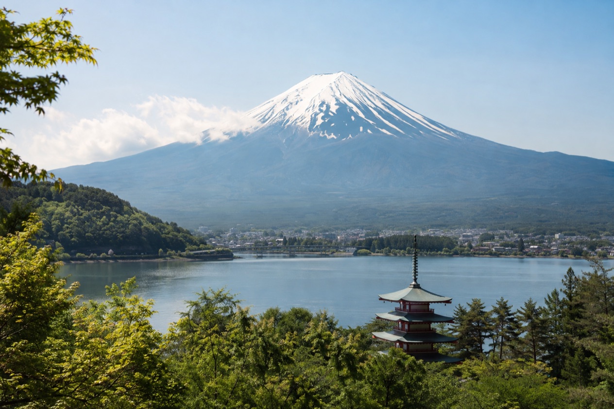 Mount Fuji and the Japanese countryside