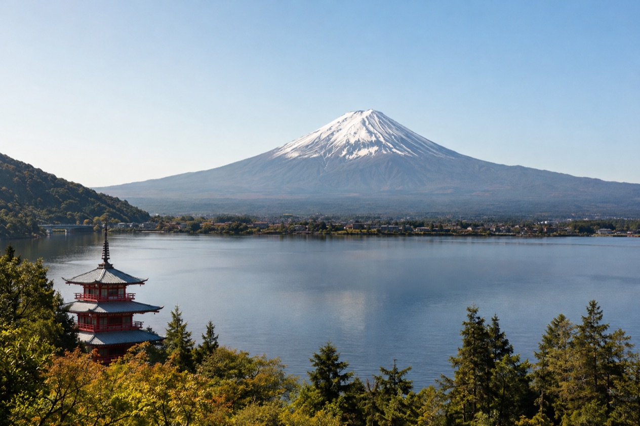 Mount Fuji and the Japanese countryside