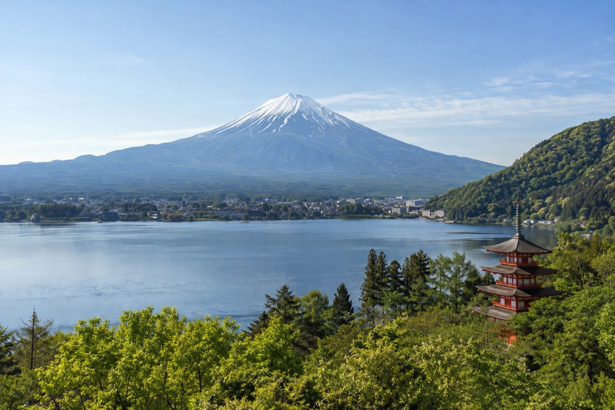 Mount Fuji and the Japanese countryside