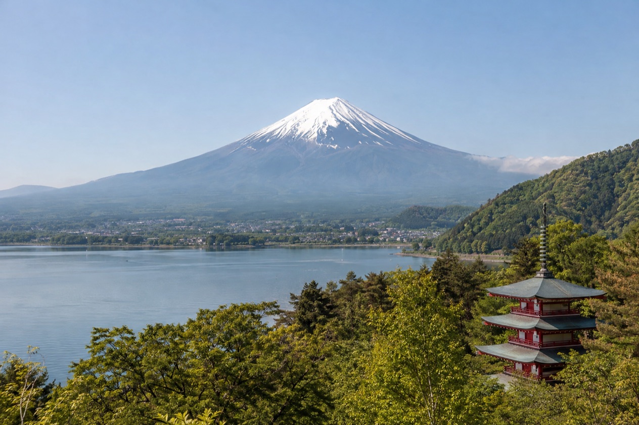 Mount Fuji and the Japanese countryside