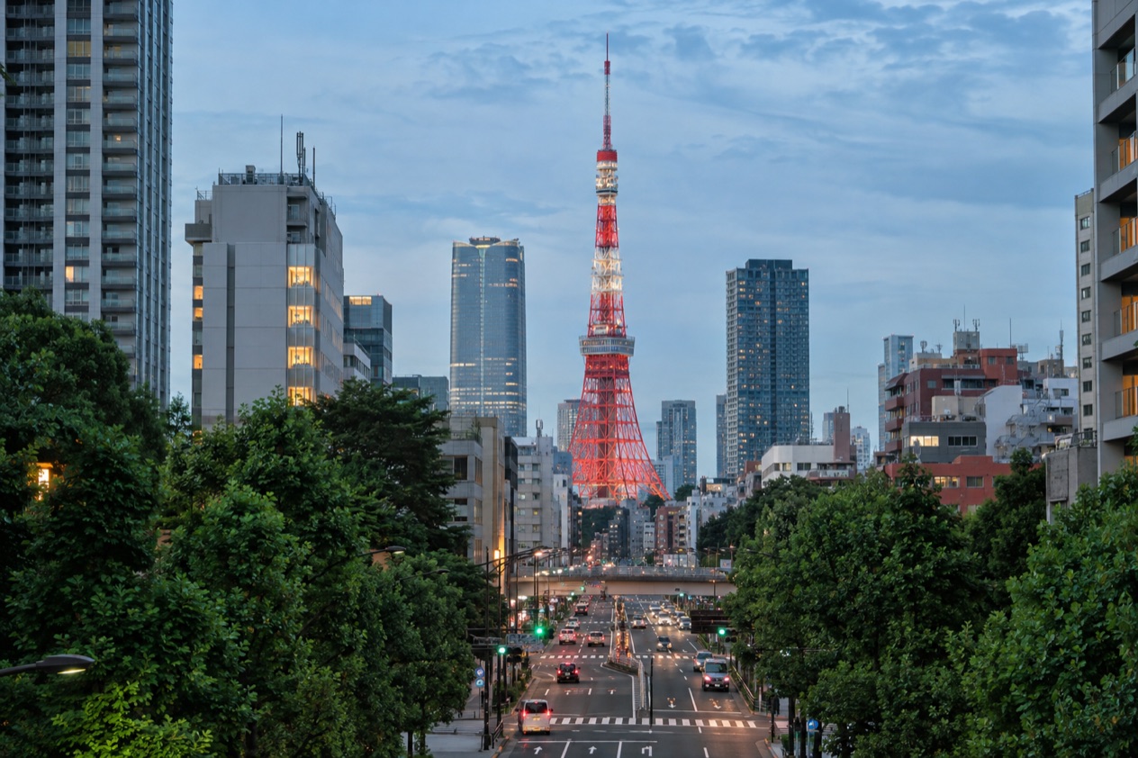 The Tokyo skyline in summer