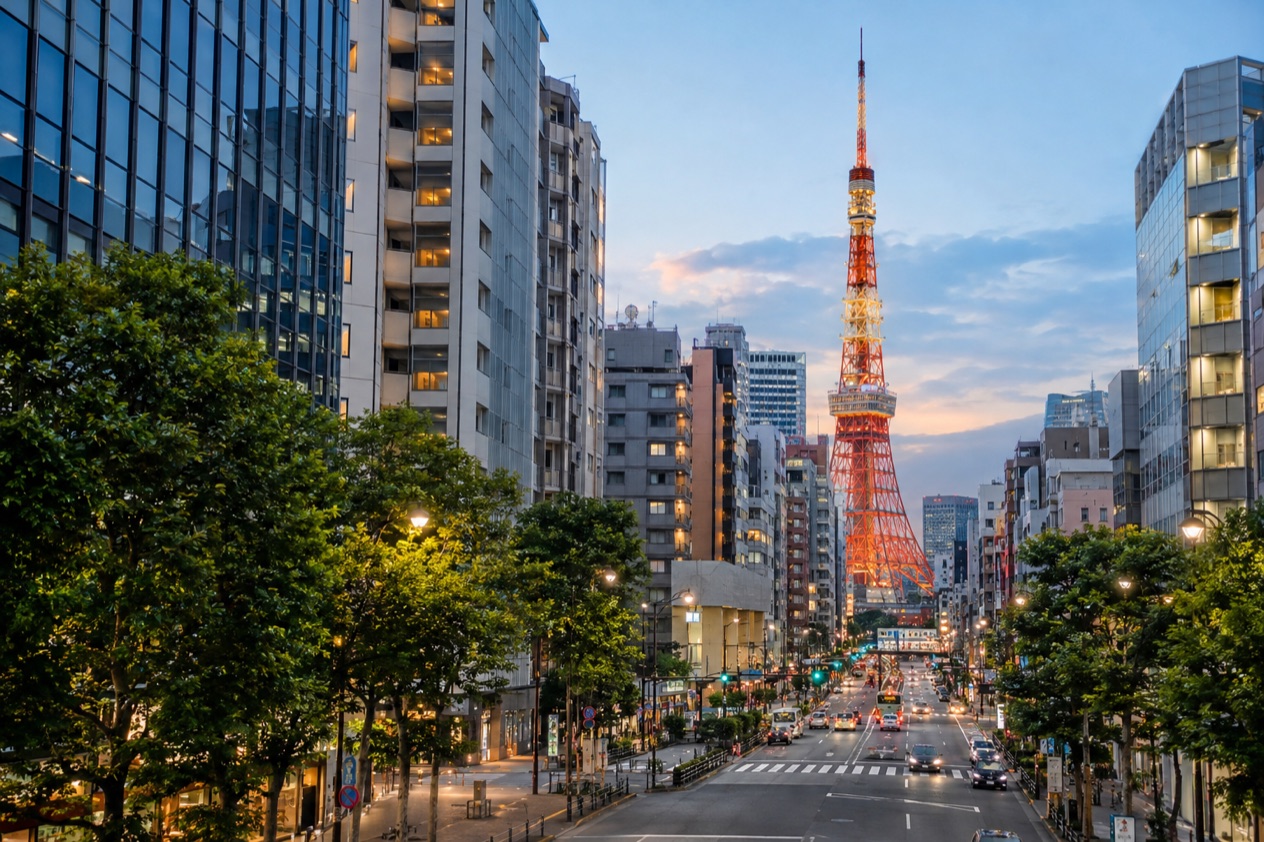 The Tokyo skyline in summer