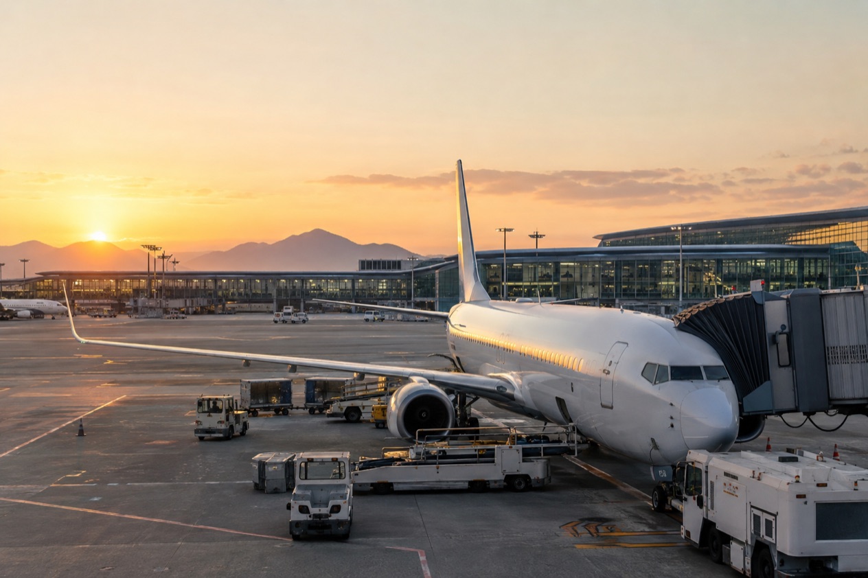 A jet at a Japanese airport