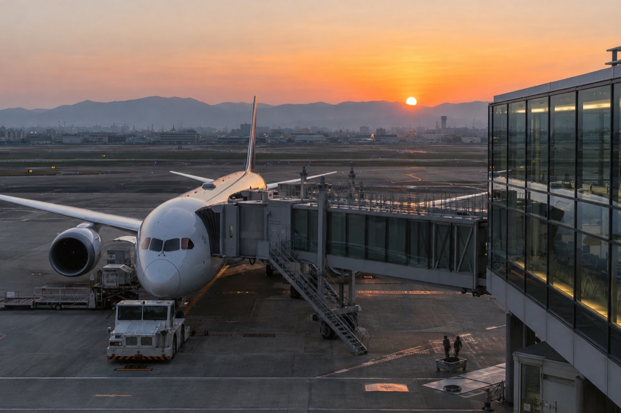 A jet at a Japanese airport